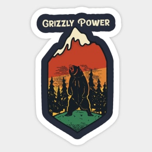 Grizzly Power / Retro Design / Vintage Design Sticker